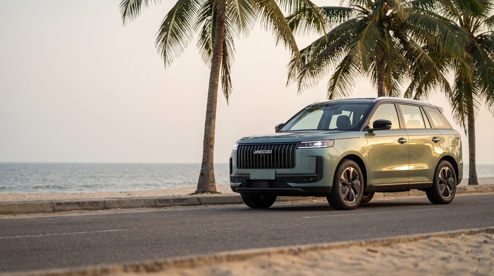 JAECOO J5 on the coastal road beside Lekki beach